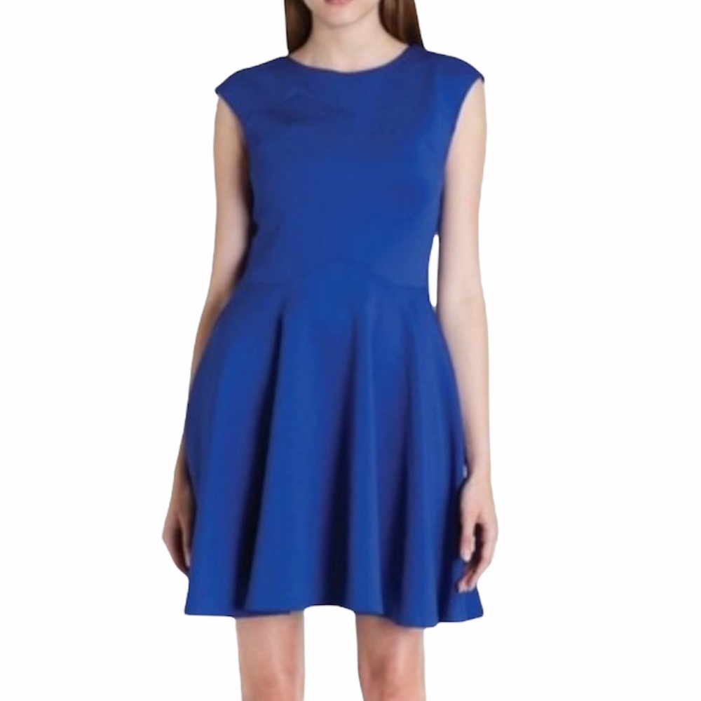 Ted Baker Cap Sleeve Skater Blue Dress Size 4